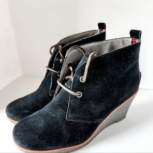 sperry Blue suade wedge lace up Women's size 8 boating